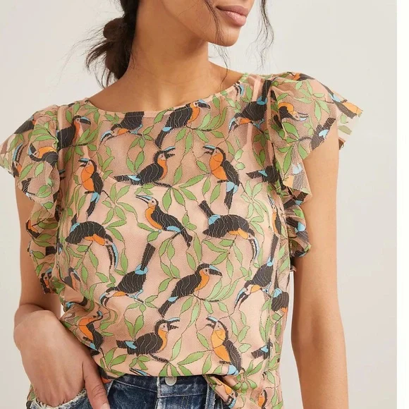 Eva Franco for Anthro Bosque Embroidered Blouse Size S - Picture 7 of 9